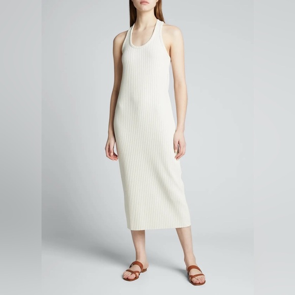 VINCE. Ribbed Scoop-Neck Midi Tank Dress-Amber Root Retail $198 - Picture 1 of 6